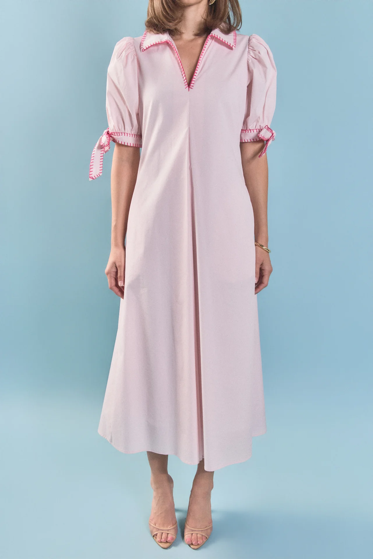 Stitch Detailed Midi Dress - Image 9