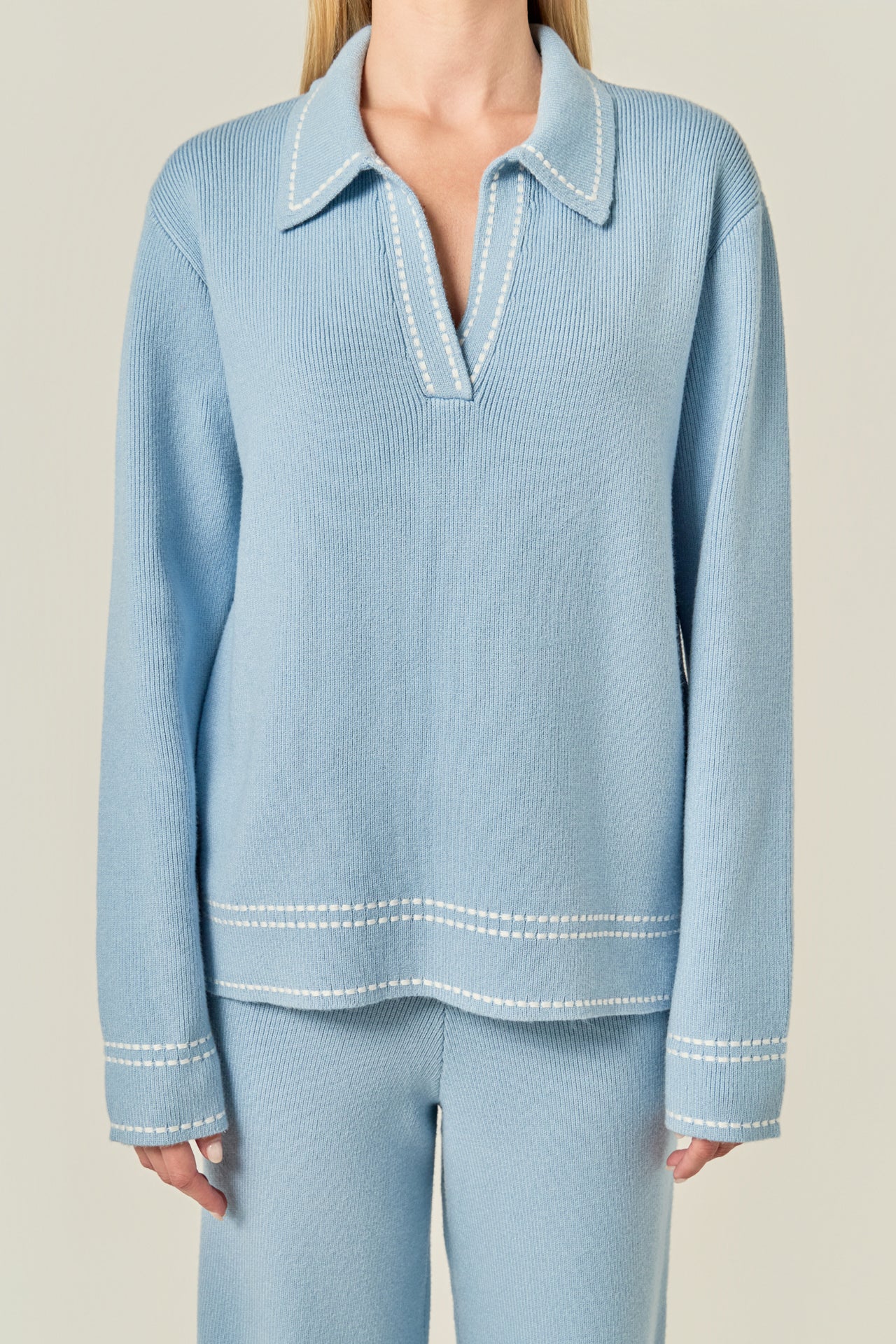 Stitch Detailed Polo Knit - Image 2