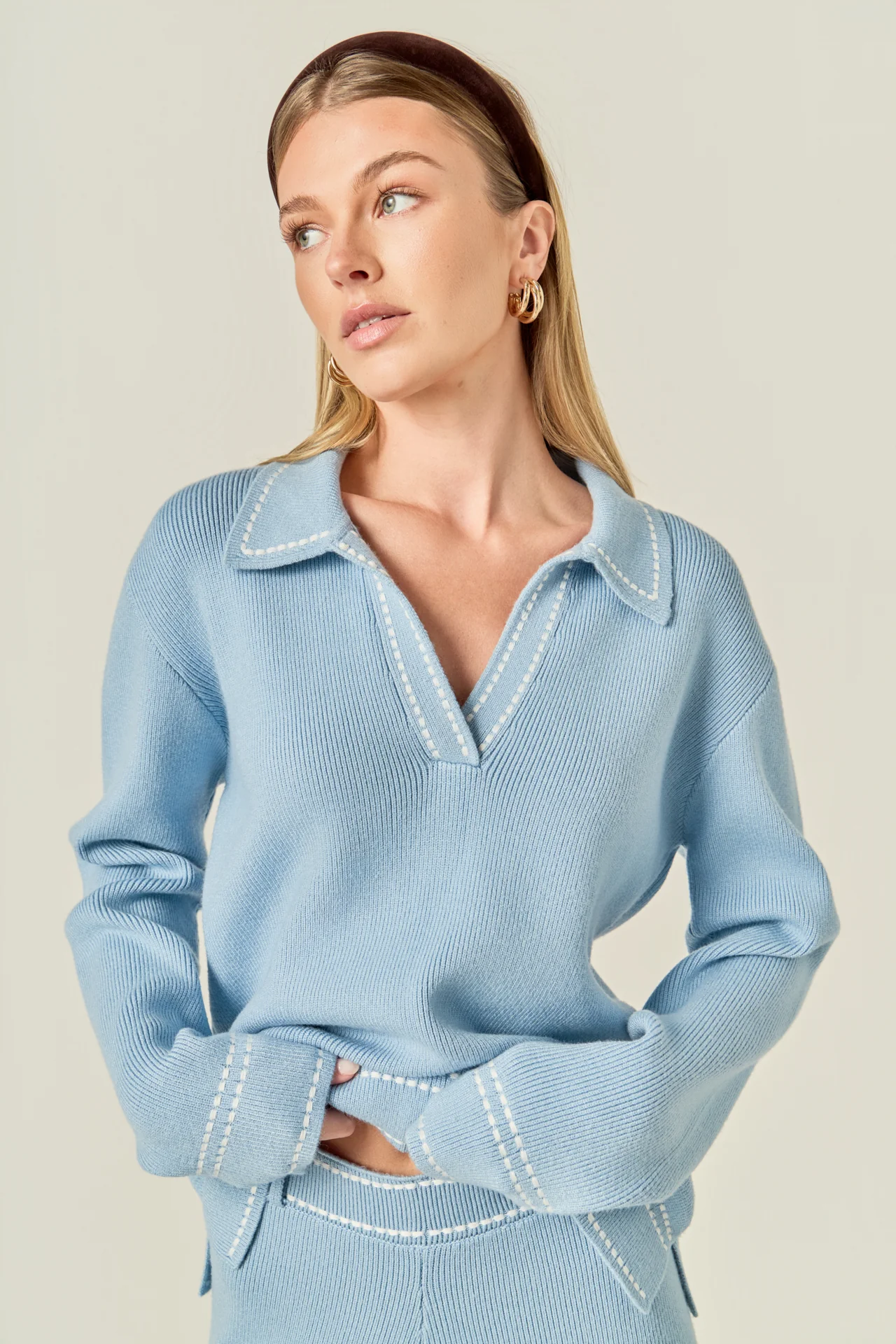 Stitch Detailed Polo Knit - Image 7