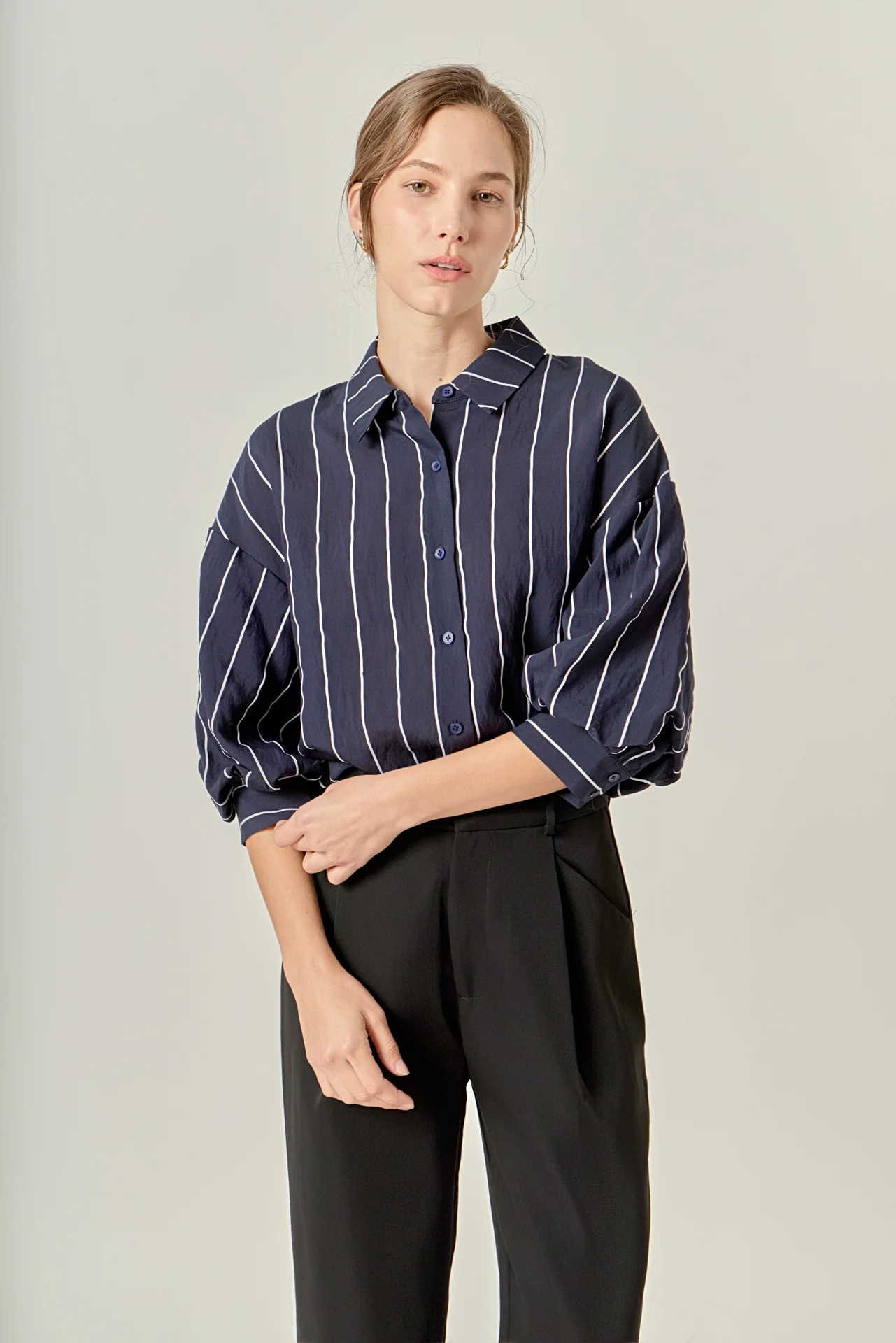 Stripe Balloon Sleeve Shirt - Image 10