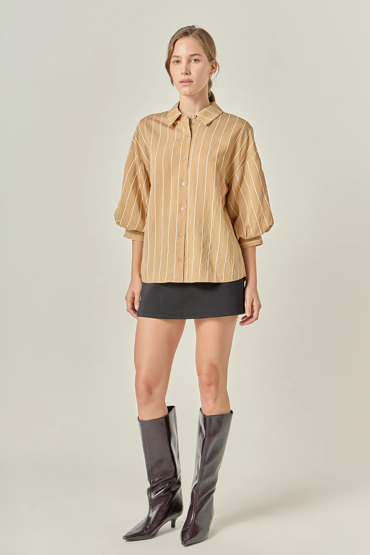 Stripe Balloon Sleeve Shirt - Image 3