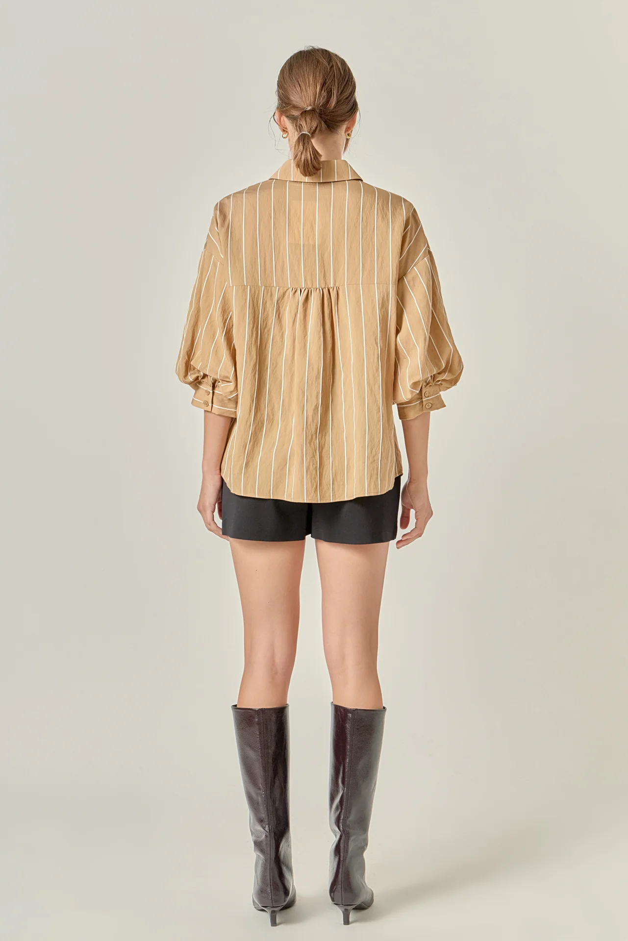 Stripe Balloon Sleeve Shirt - Image 4