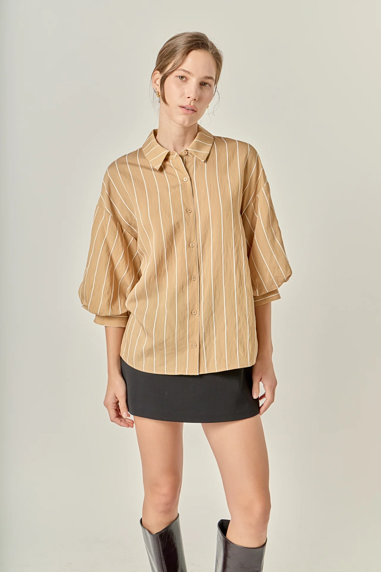 Stripe Balloon Sleeve Shirt - Image 5