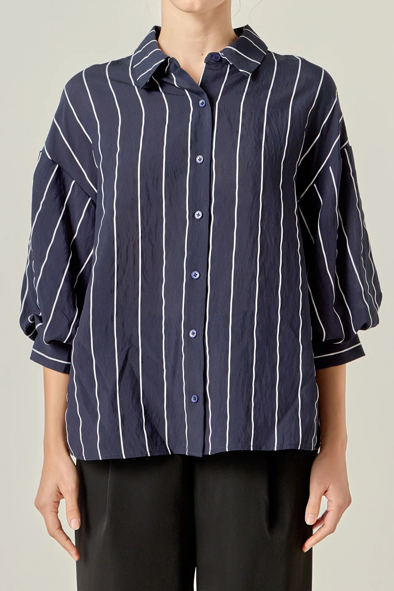 Stripe Balloon Sleeve Shirt - Image 7