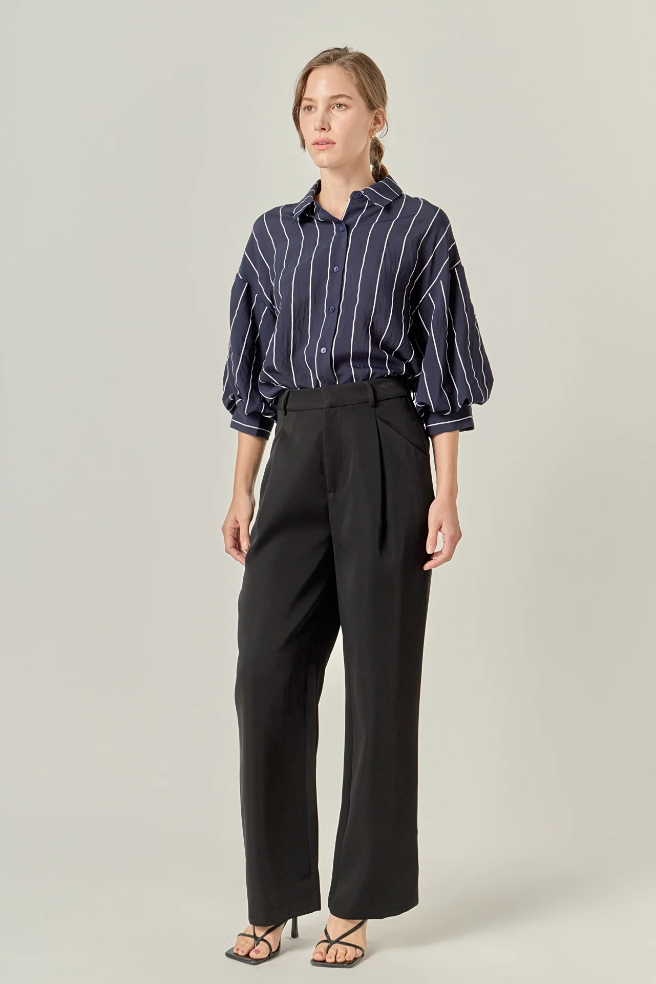 Stripe Balloon Sleeve Shirt - Image 8