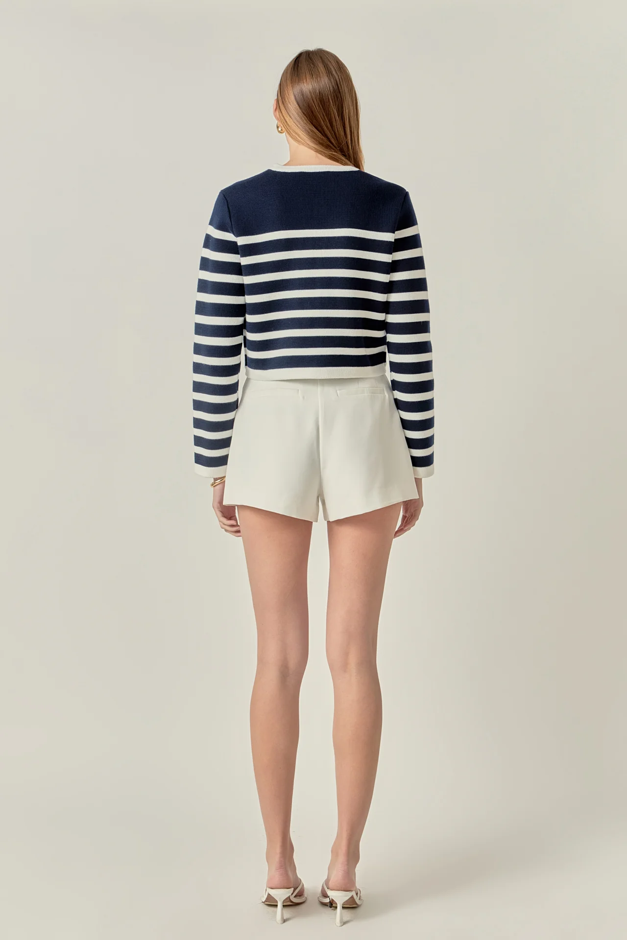 Nautical Stripe Gold Button Cardigan - Image 4