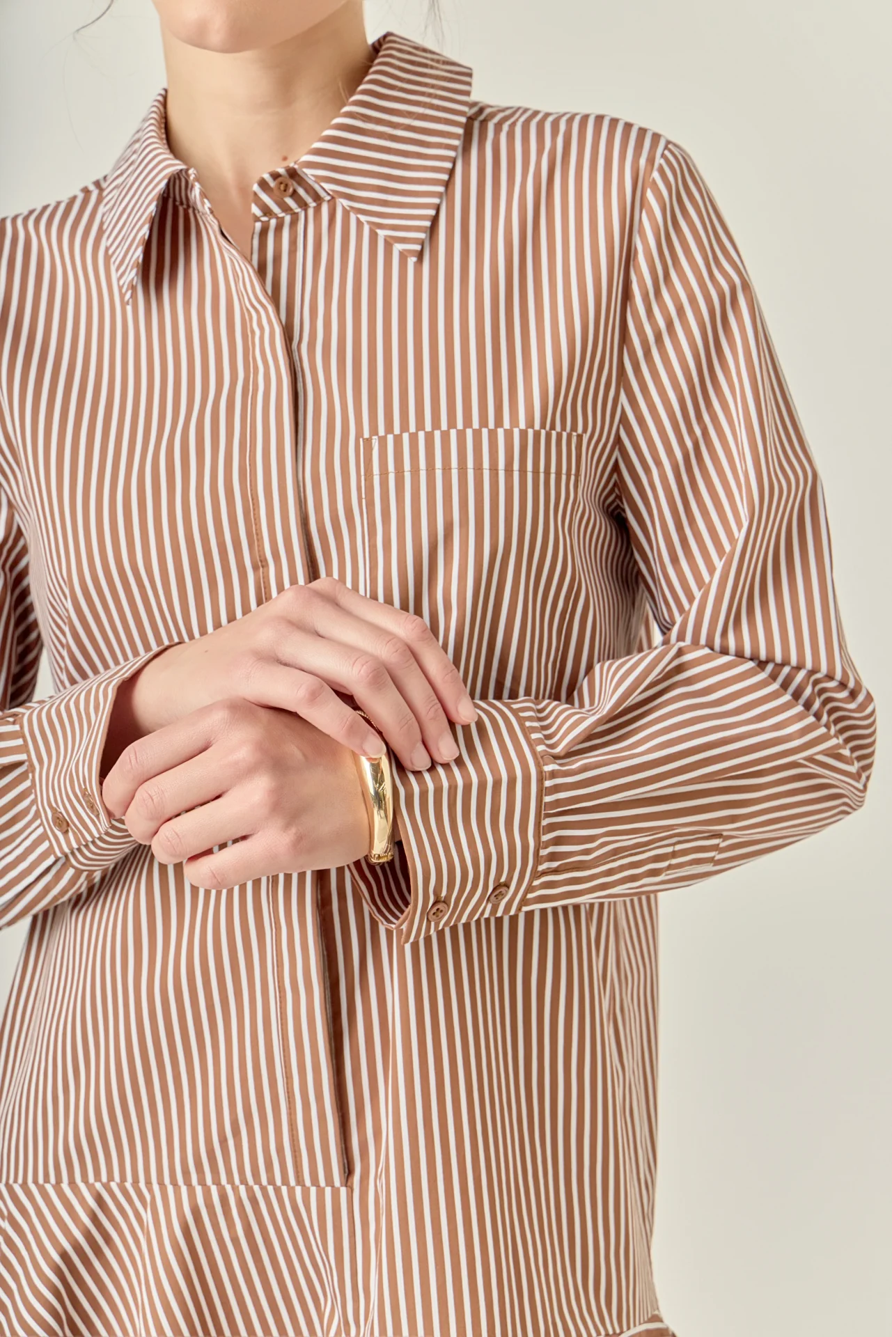 Stripe Collar Flared Skirt Dress - Image 17