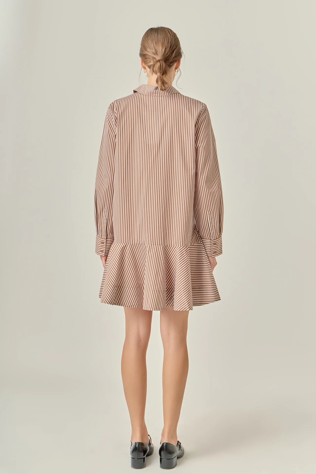 Stripe Collar Flared Skirt Dress - Image 19