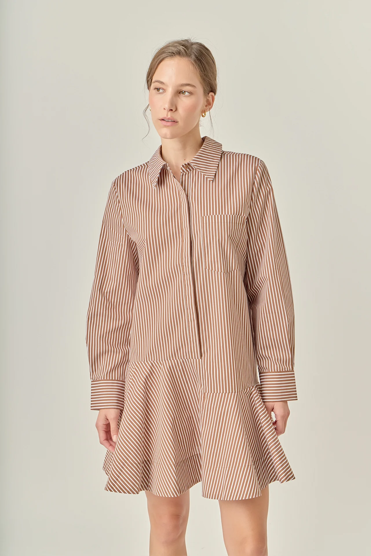Stripe Collar Flared Skirt Dress - Image 20