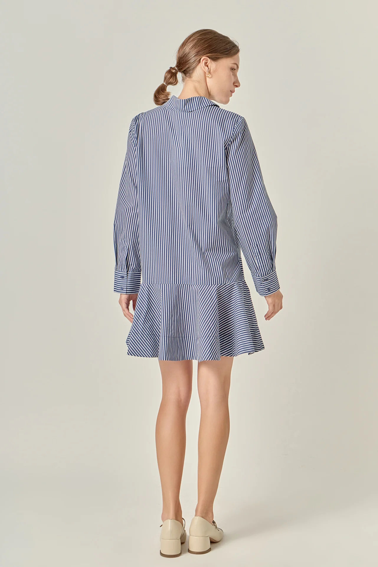 Stripe Collar Flared Skirt Dress - Image 24