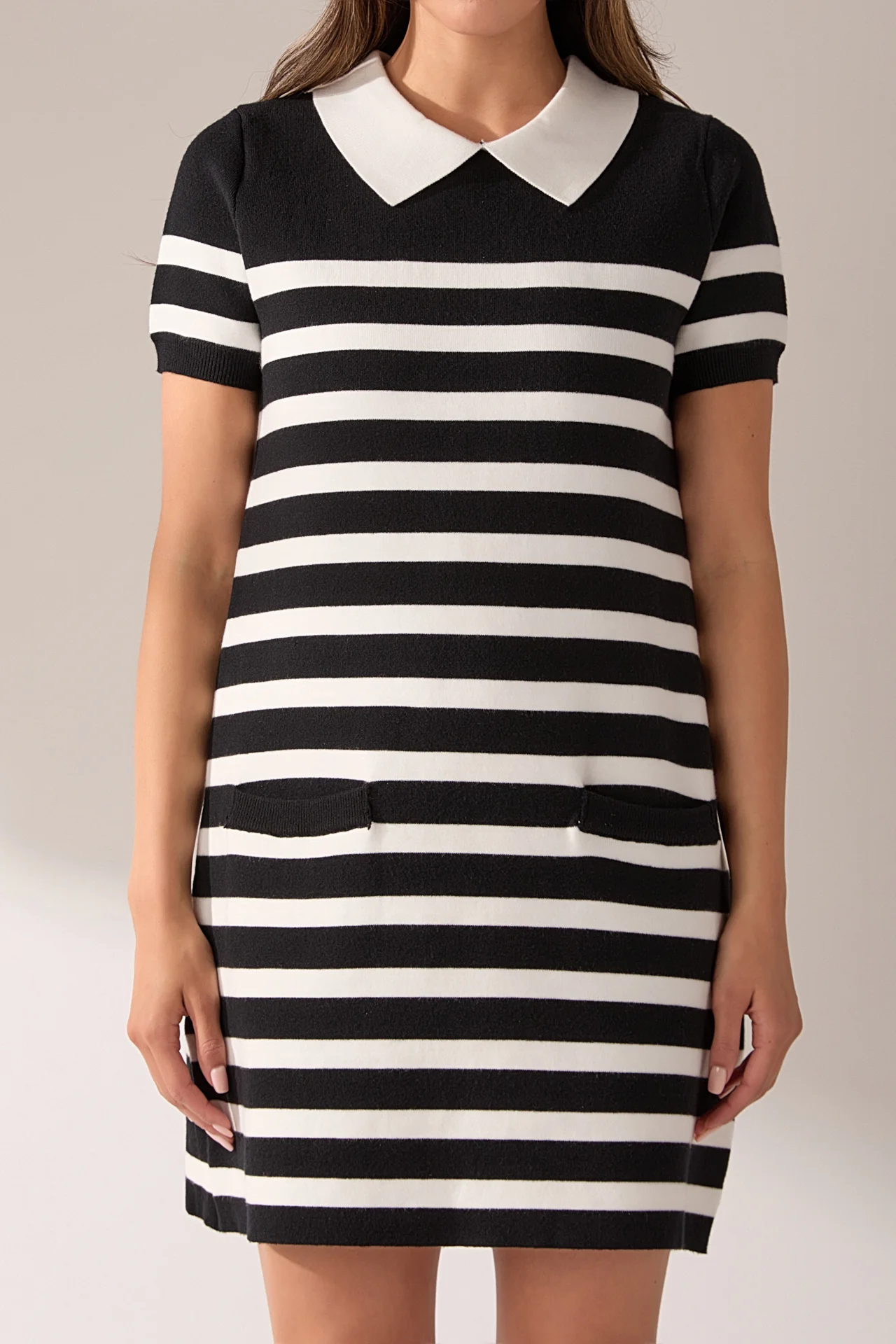 Stripe Collar Mini Dress - Image 2