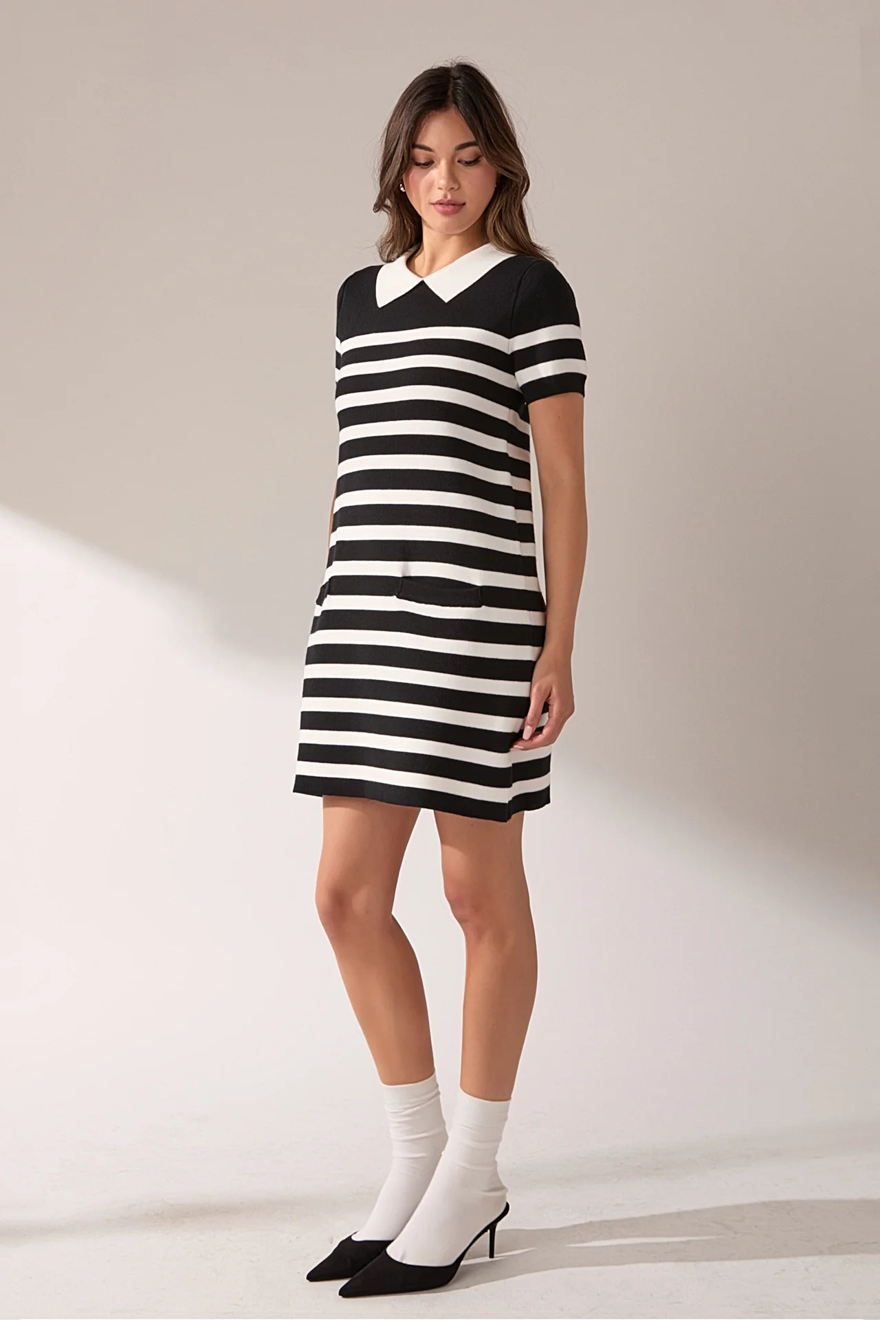 Stripe Collar Mini Dress - Image 3