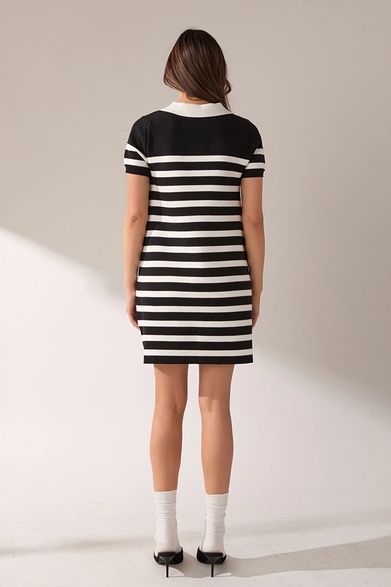 Stripe Collar Mini Dress - Image 4