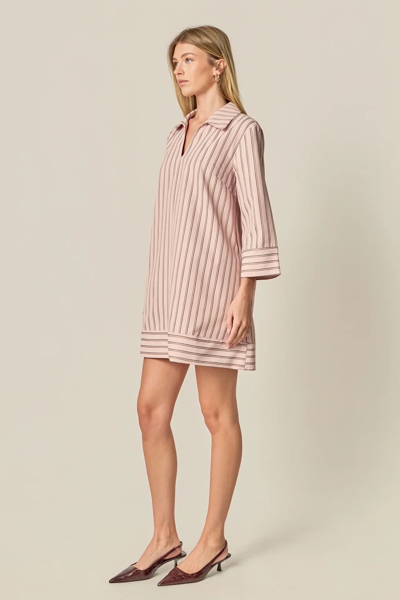 Stripe Collared Mini Dress - Image 3