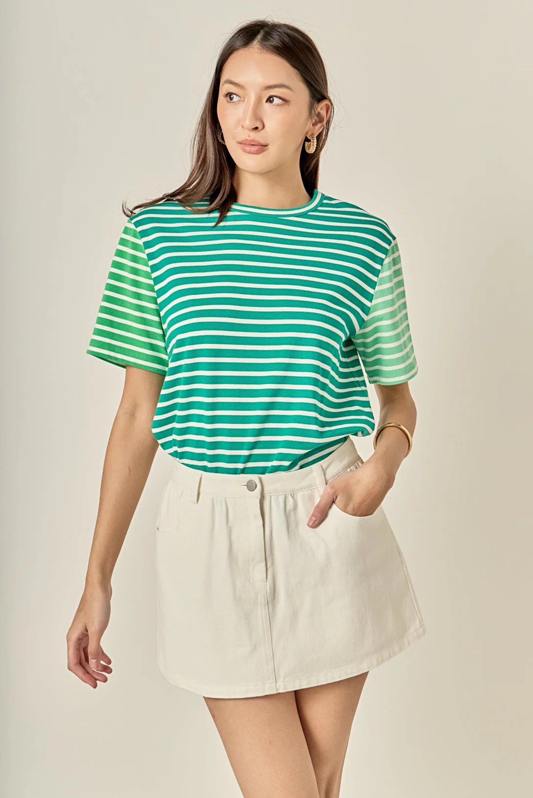 Stripe Color Block Short Sleeve Shirt - Image 5
