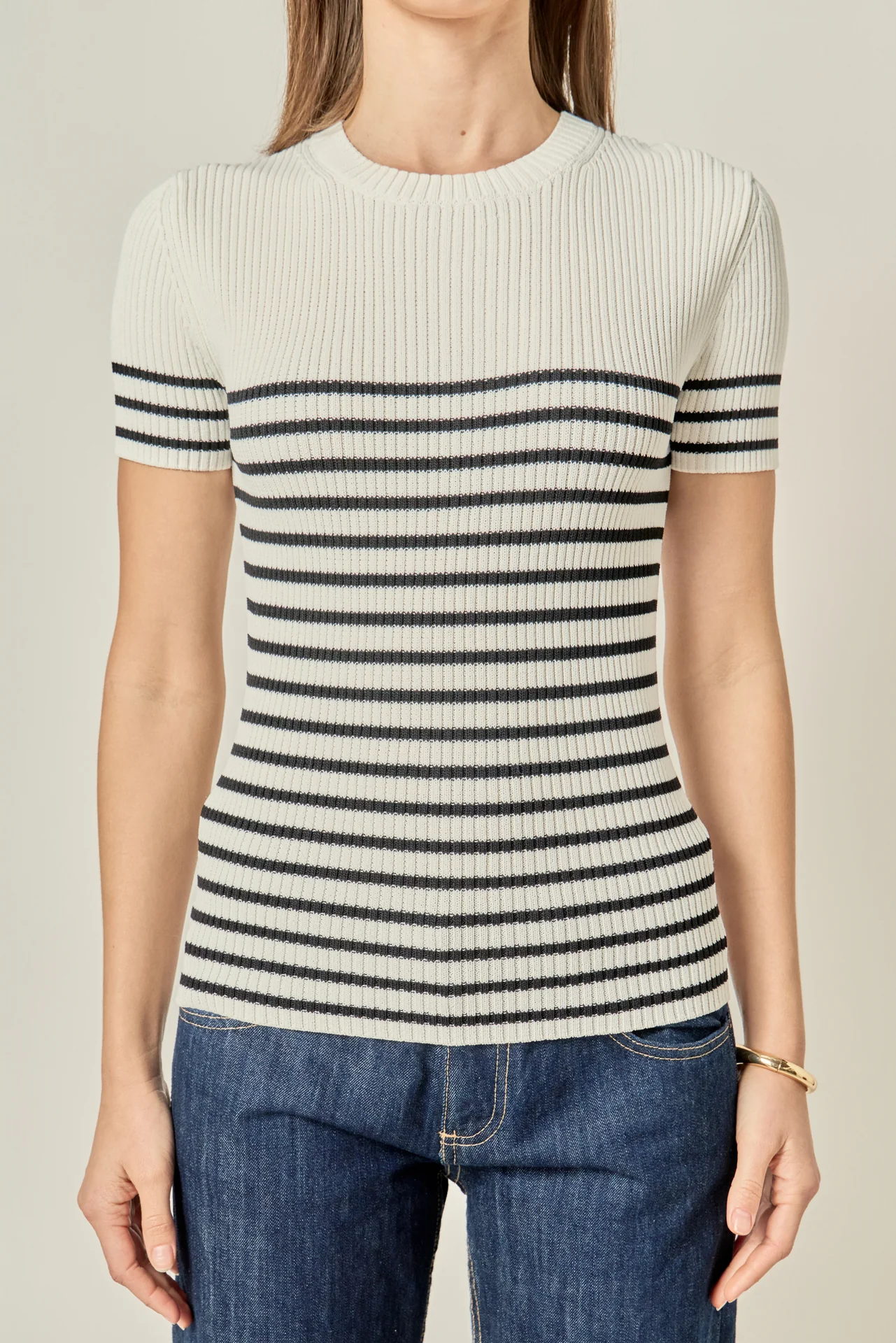 Stripe Fitted Knit Top - Image 2