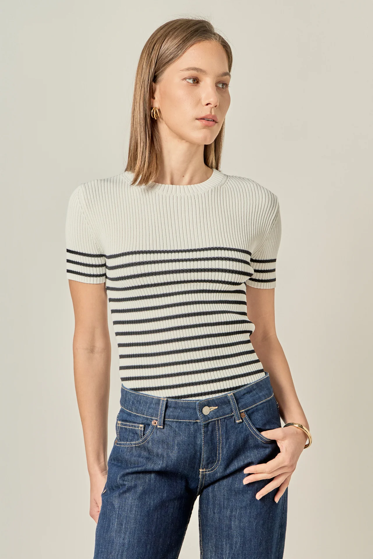 Stripe Fitted Knit Top - Image 6