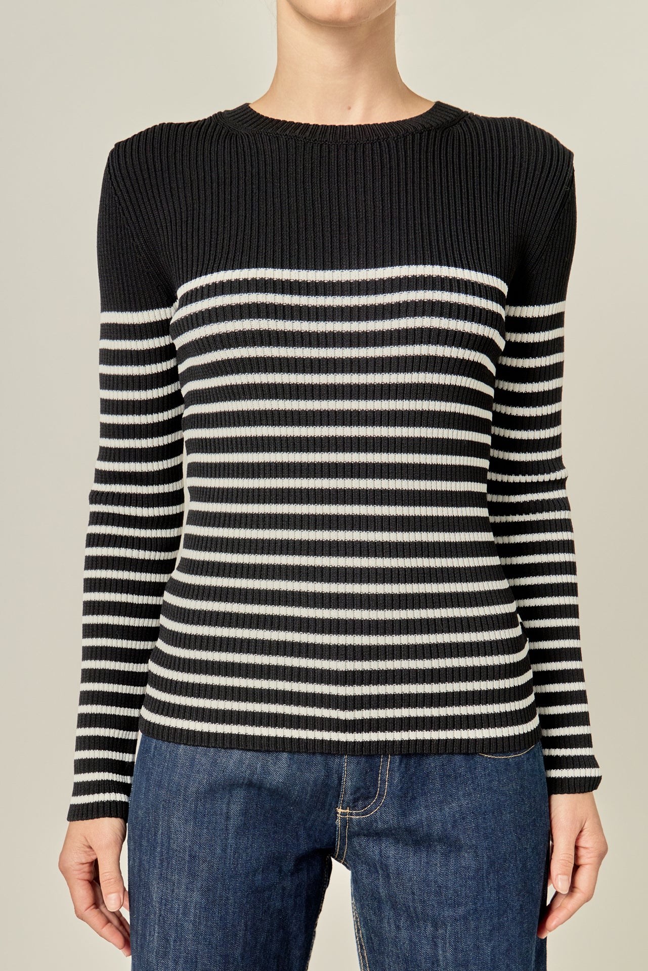 Stripe Long Sleeve Knit Top - Image 2