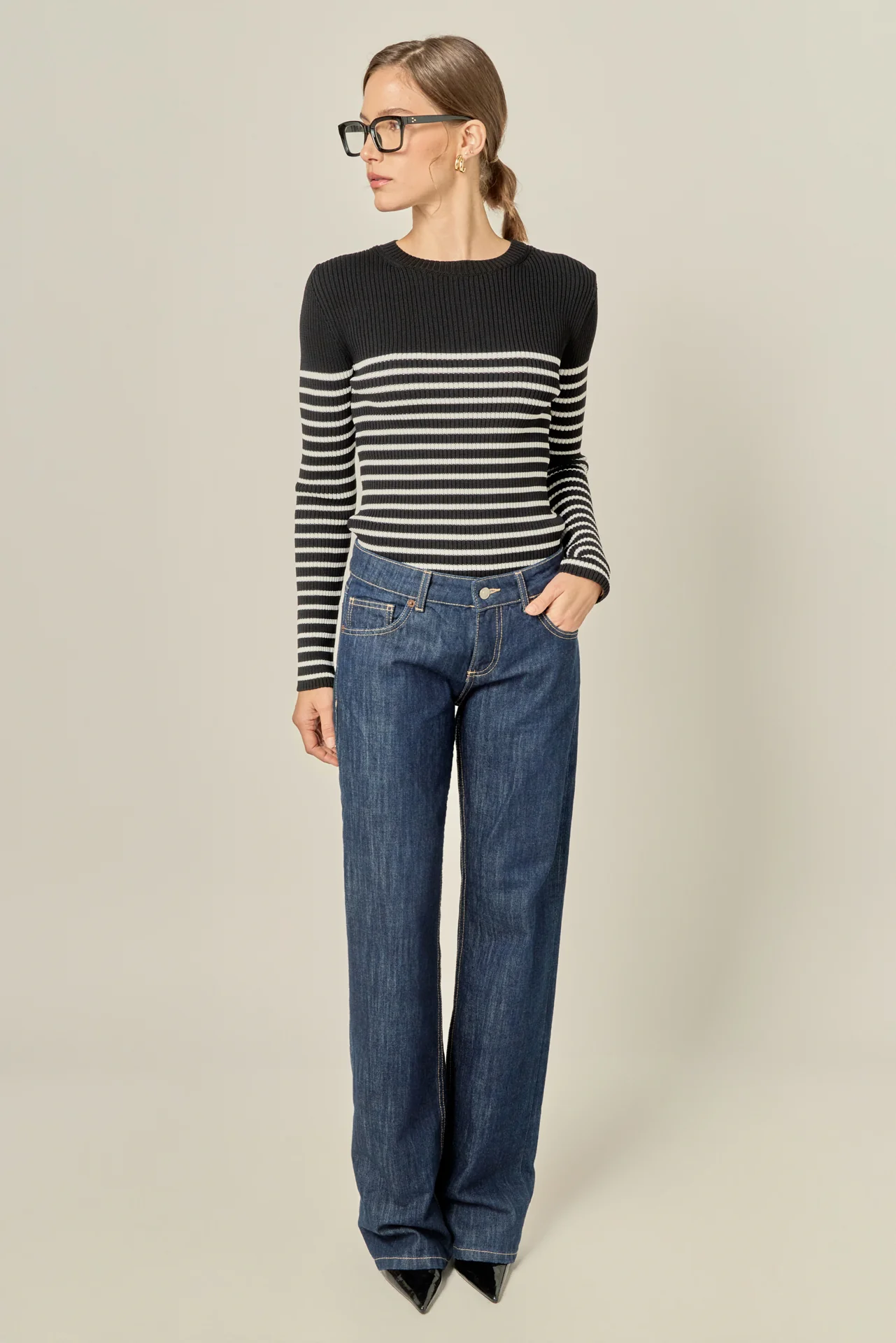 Stripe Long Sleeve Knit Top - Image 3