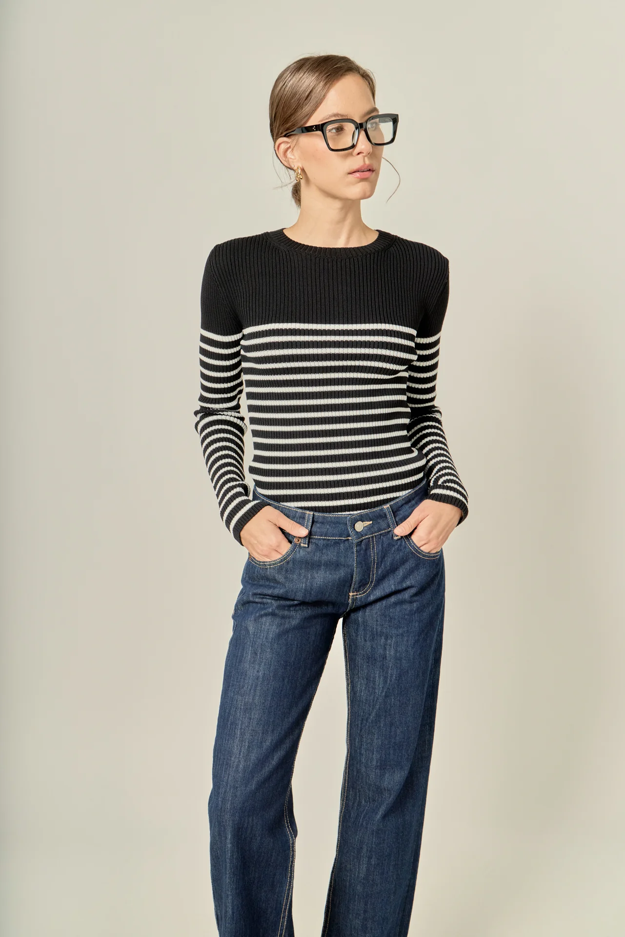 Stripe Long Sleeve Knit Top - Image 5