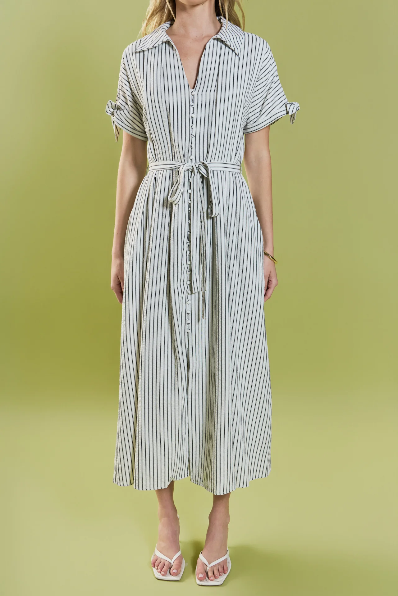 Pinstripe Polished Shirt Dress - Image 2