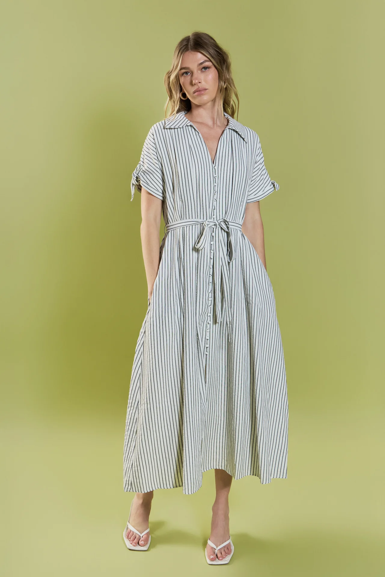 Pinstripe Polished Shirt Dress - Image 6