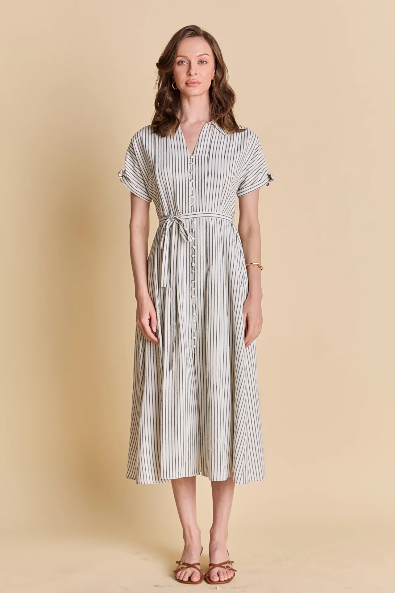 Pinstripe Polished Shirt Dress - Image 9