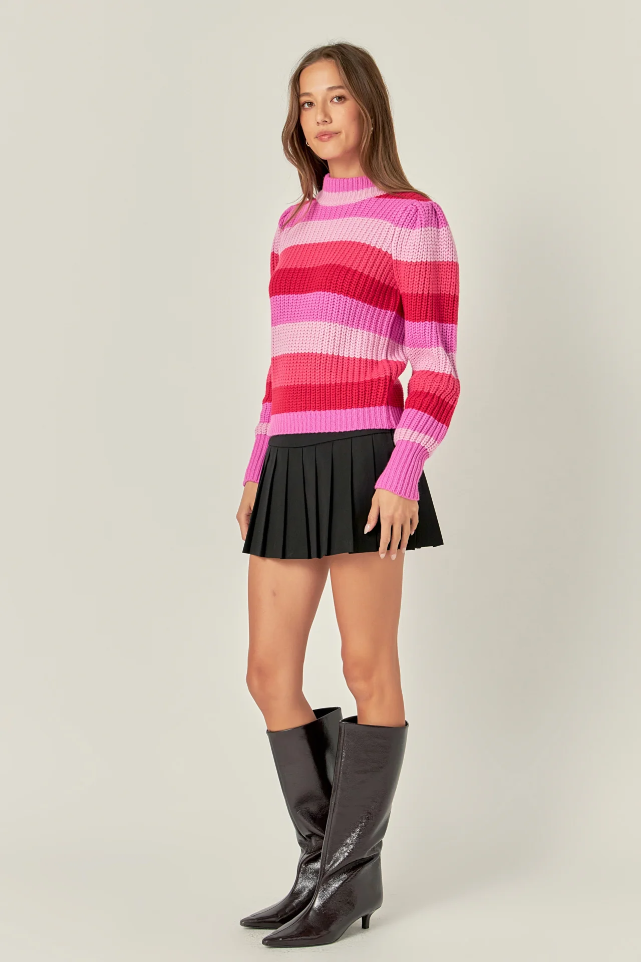 Stripe Mockneck Long Sleeve Sweater - Image 3