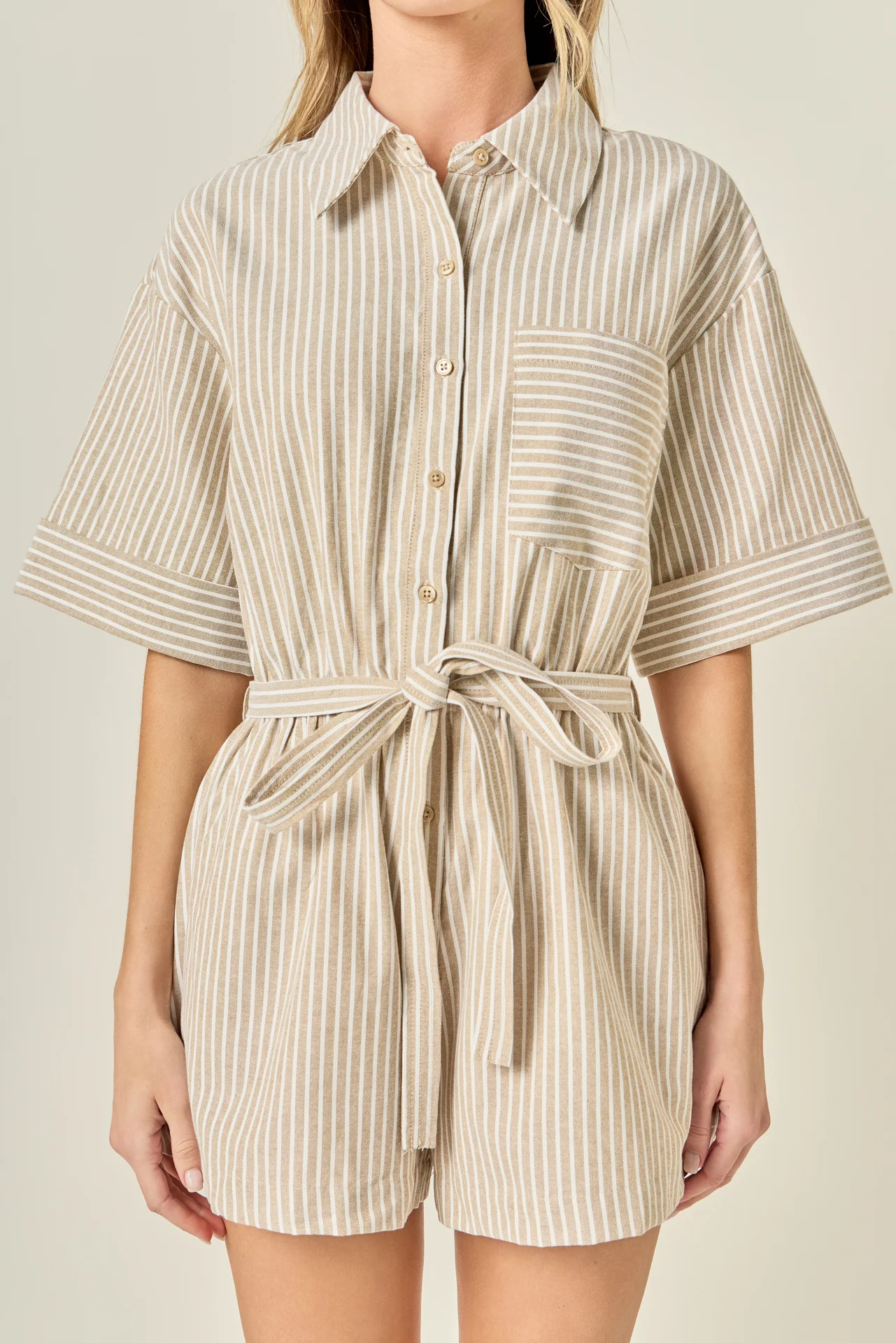 Stripe Oxford Fabric Romper - Image 2