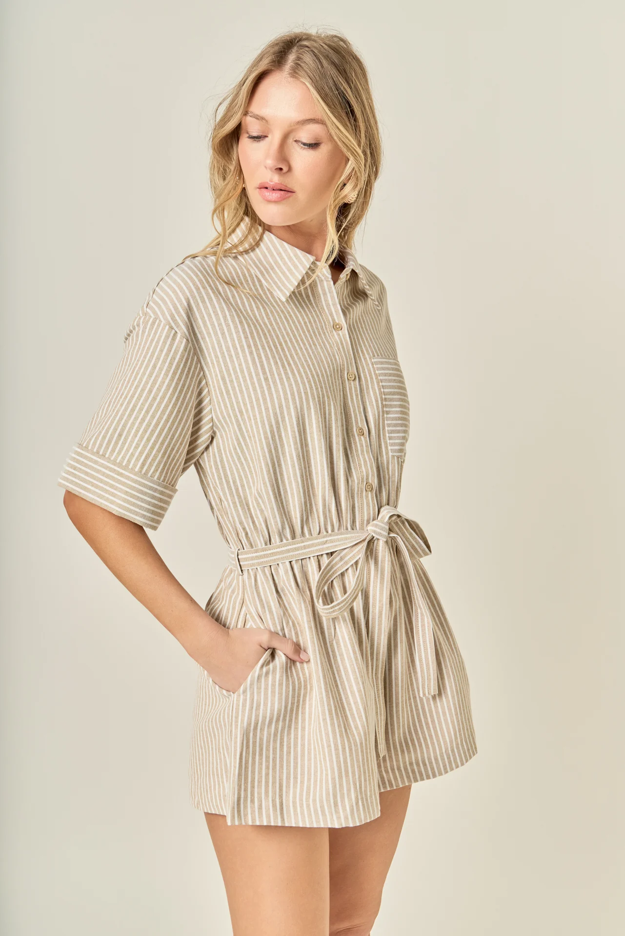 Stripe Oxford Fabric Romper - Image 5