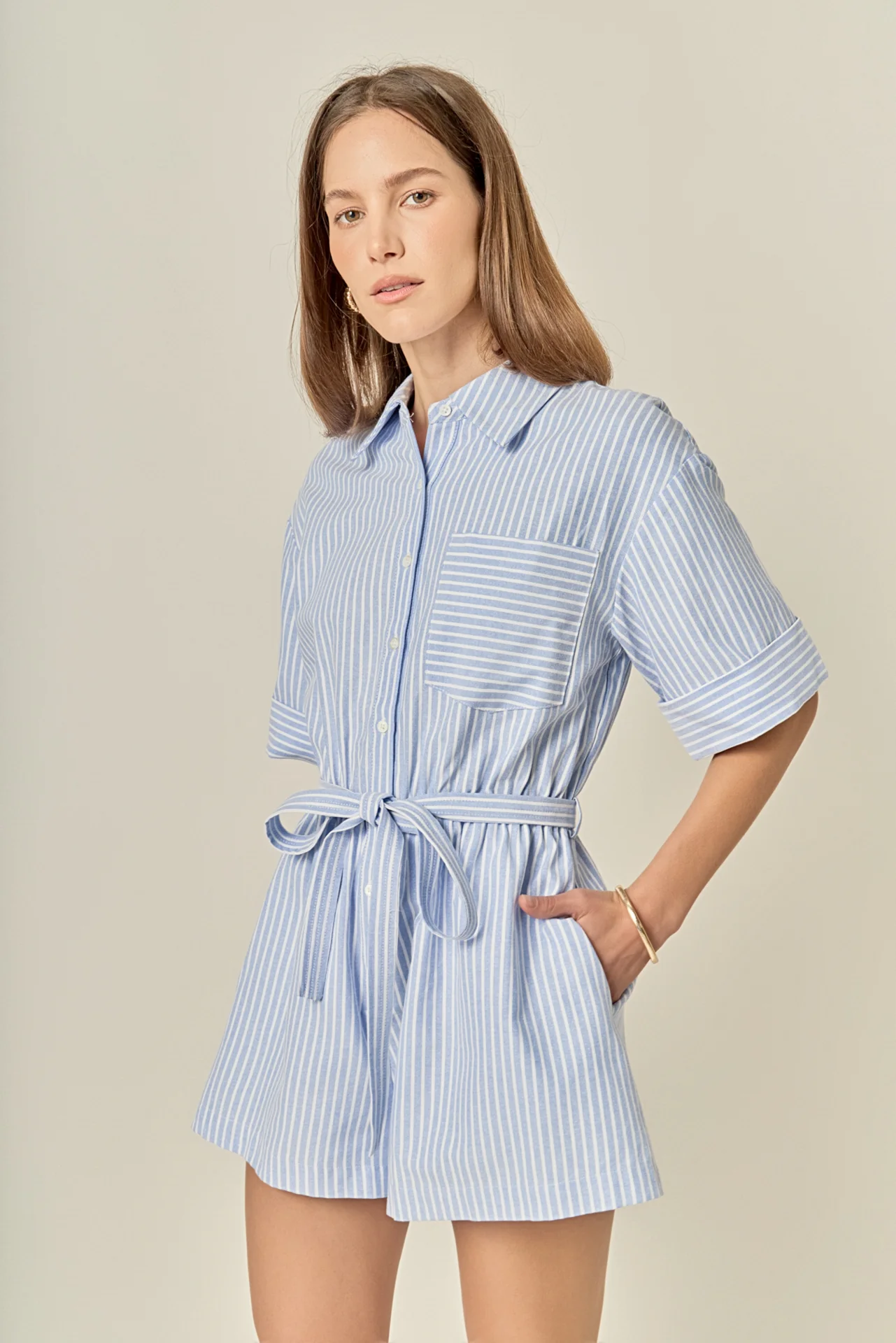 Elise Oxford Stripe Romper - Image 6