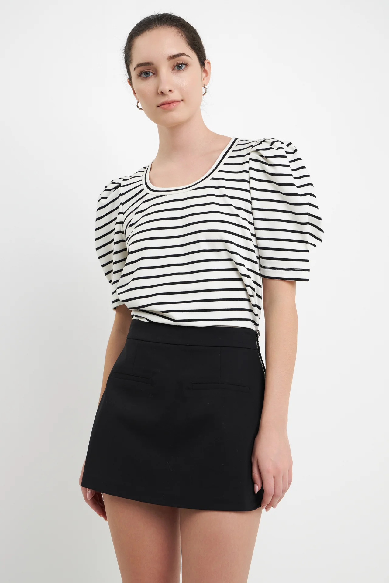 Stripe Pleated Puff Sleeve Top - Image 10