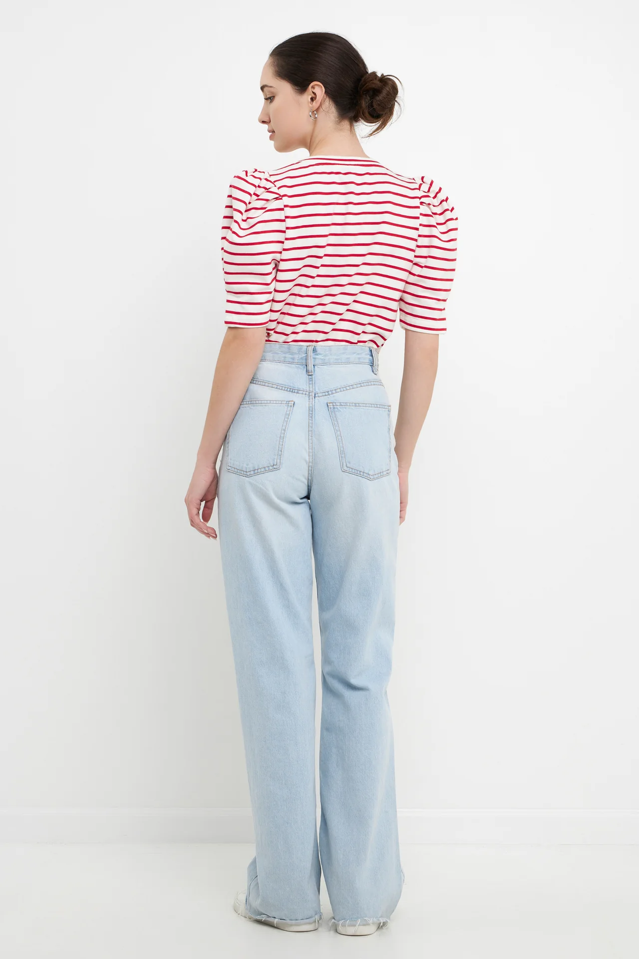Stripe Pleated Puff Sleeve Top - Image 4