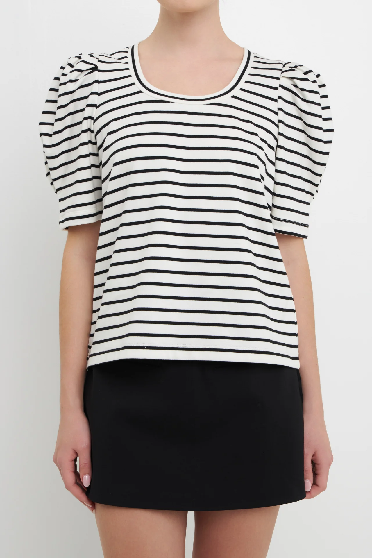 Stripe Pleated Puff Sleeve Top - Image 7