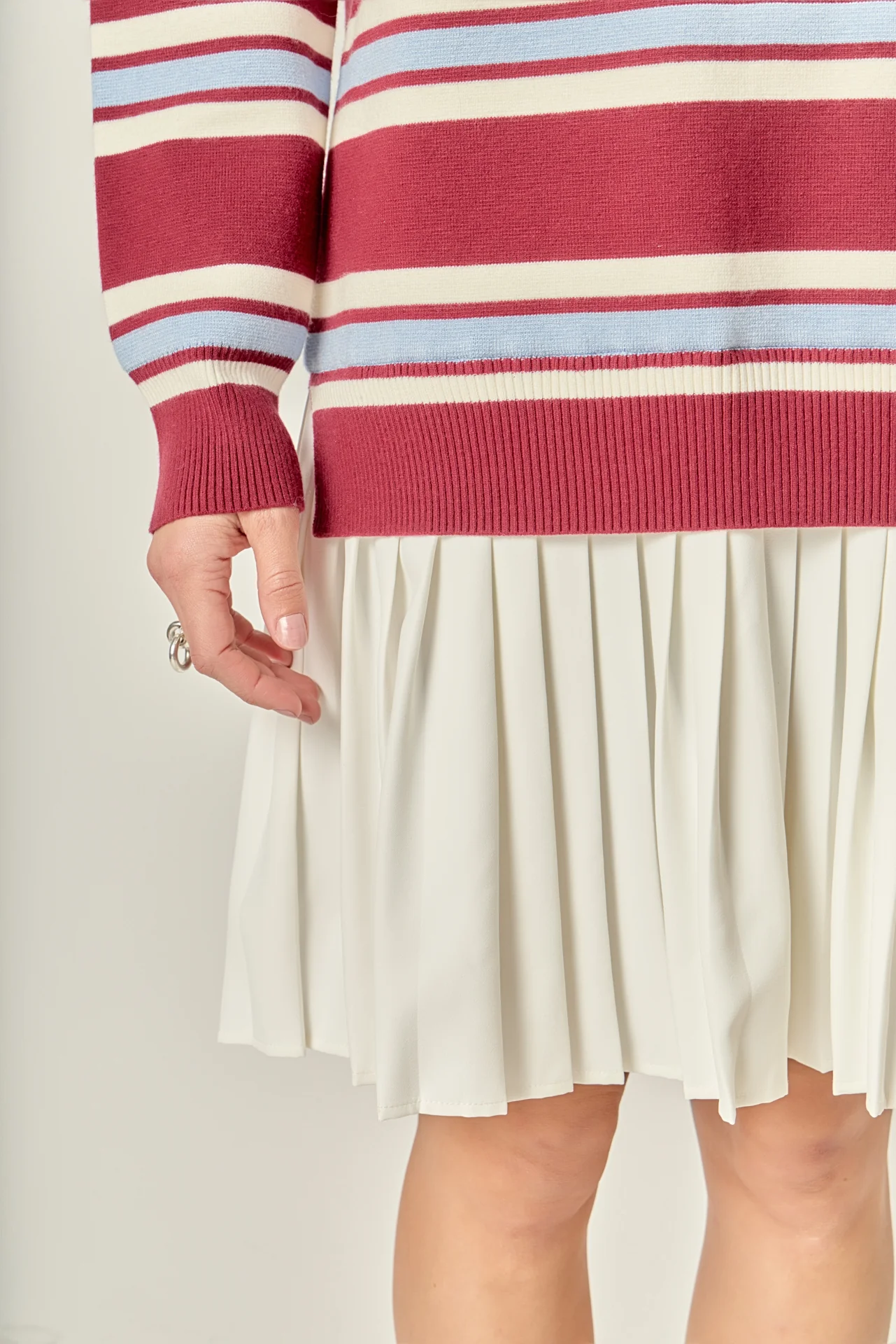 Stripe Polo Mixed Media Mini Dress - Image 2