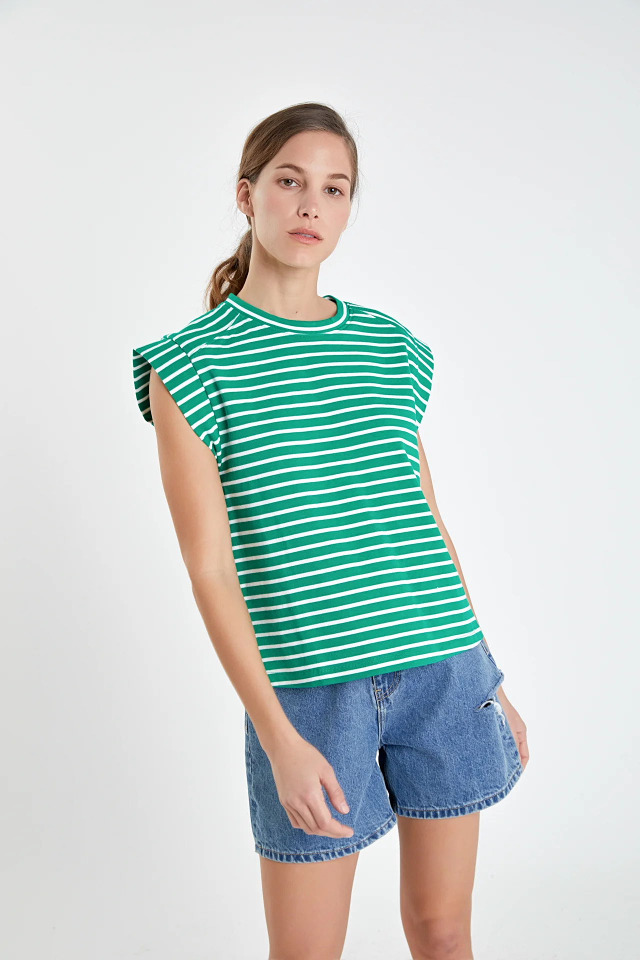 Stripe Rib Cotton T-shirt - Image 5