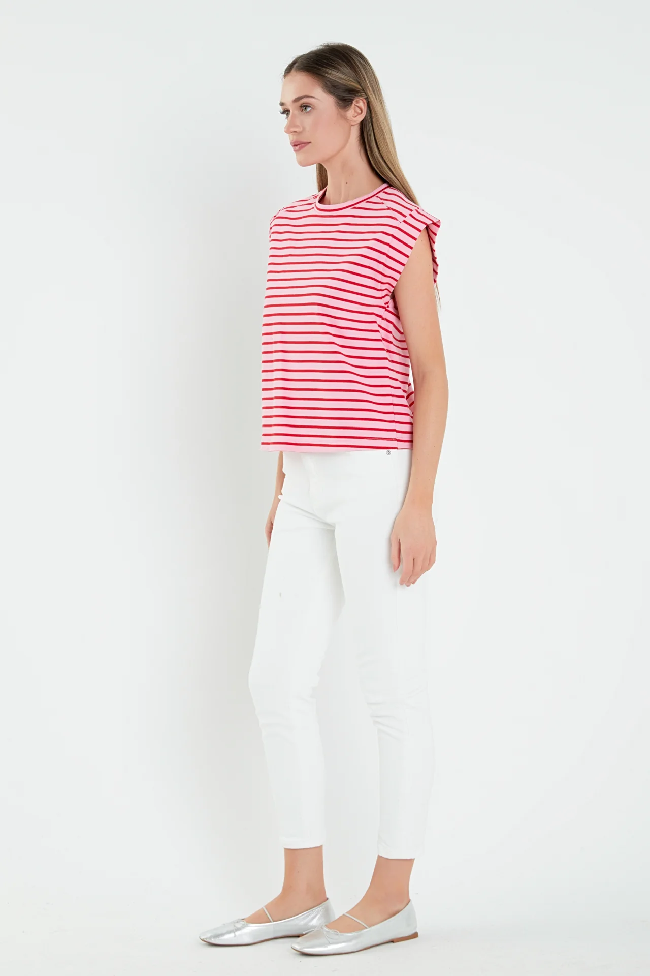 Stripe Rib Cotton T-shirt - Image 8