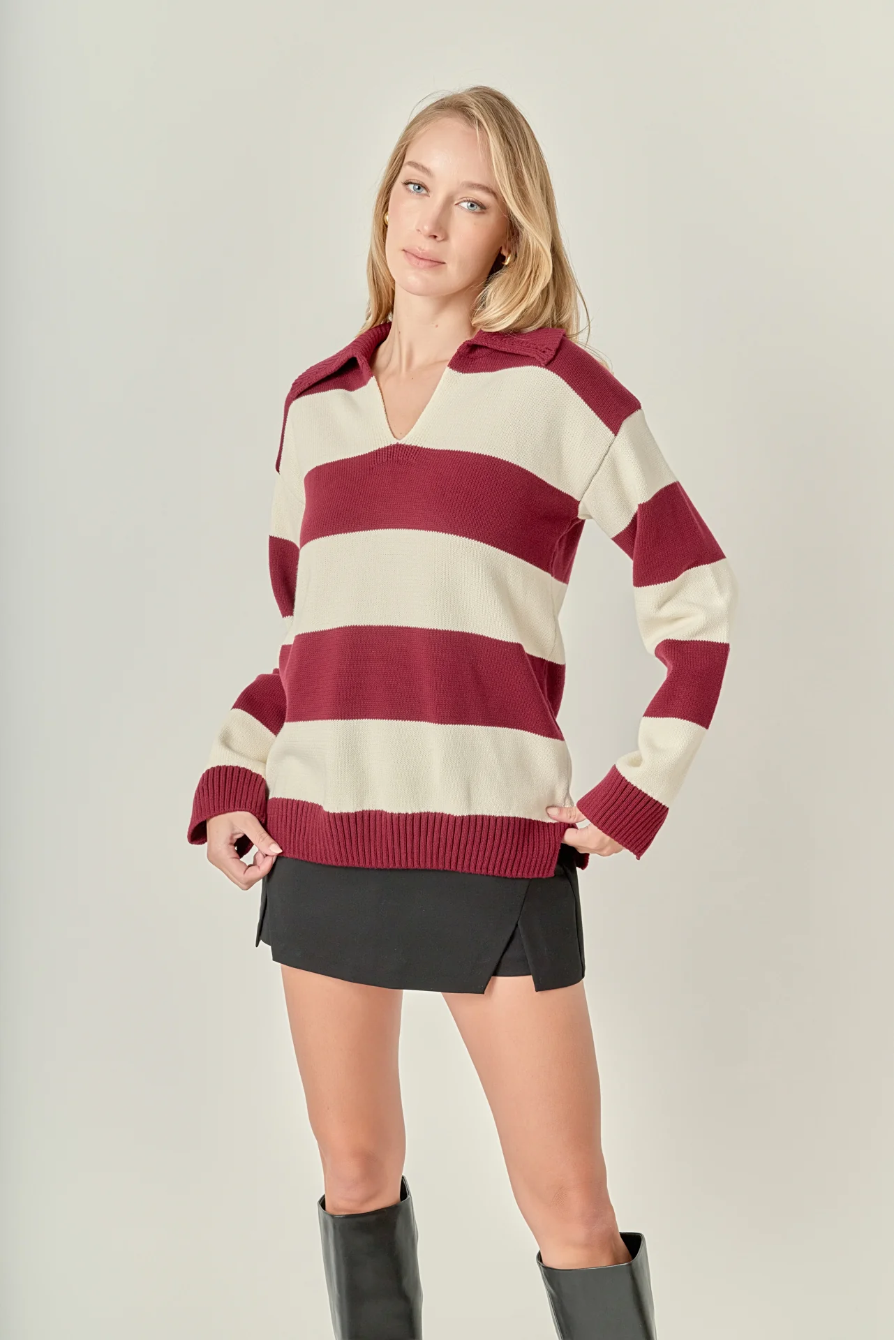 Striped Rugby Collared Sweater - Image 10