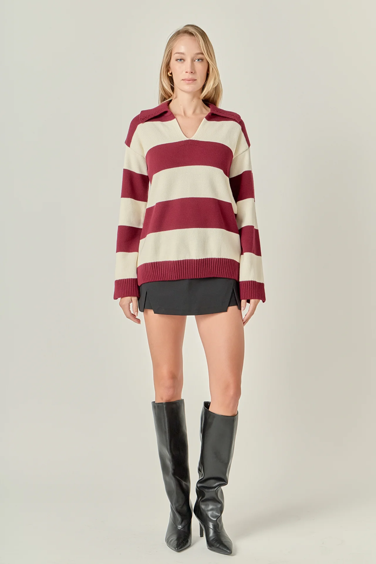 Striped Rugby Collared Sweater - Image 6