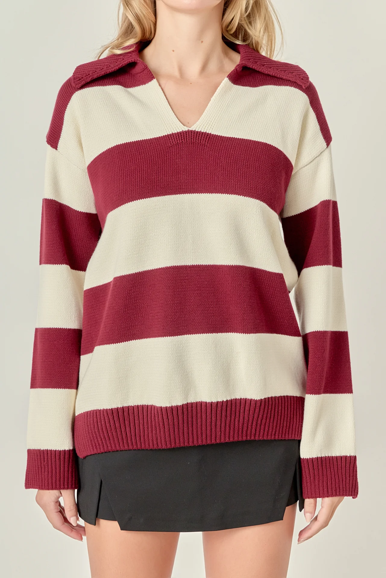 Striped Rugby Collared Sweater - Image 7