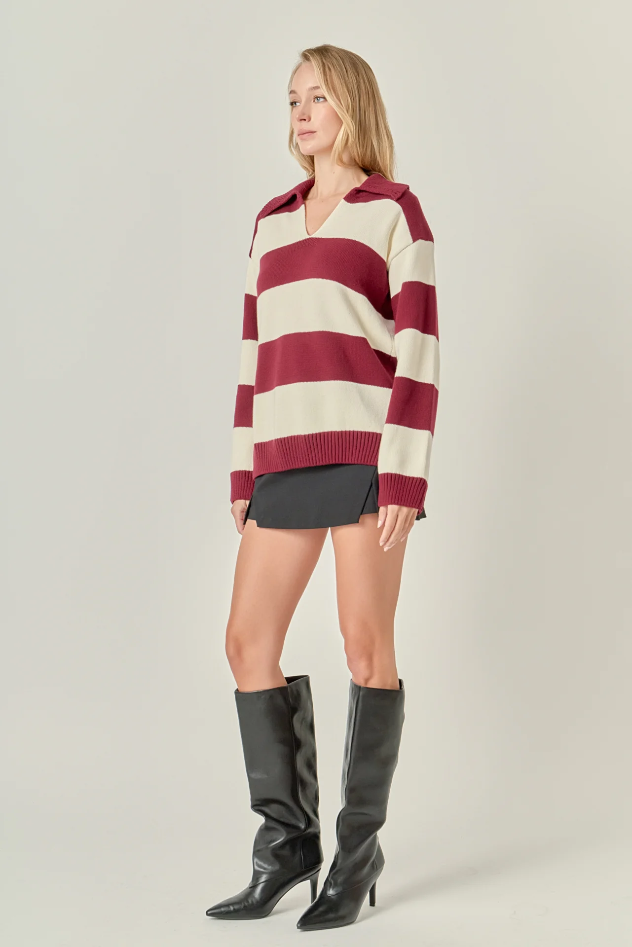Striped Rugby Collared Sweater - Image 8
