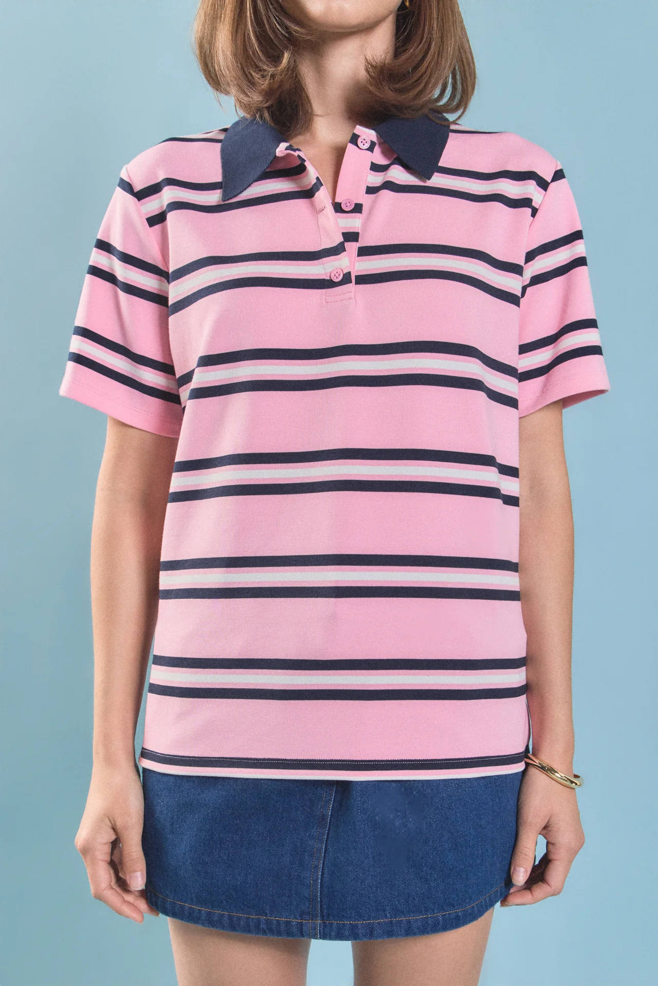 Stripe Collared Knit Top - Image 2