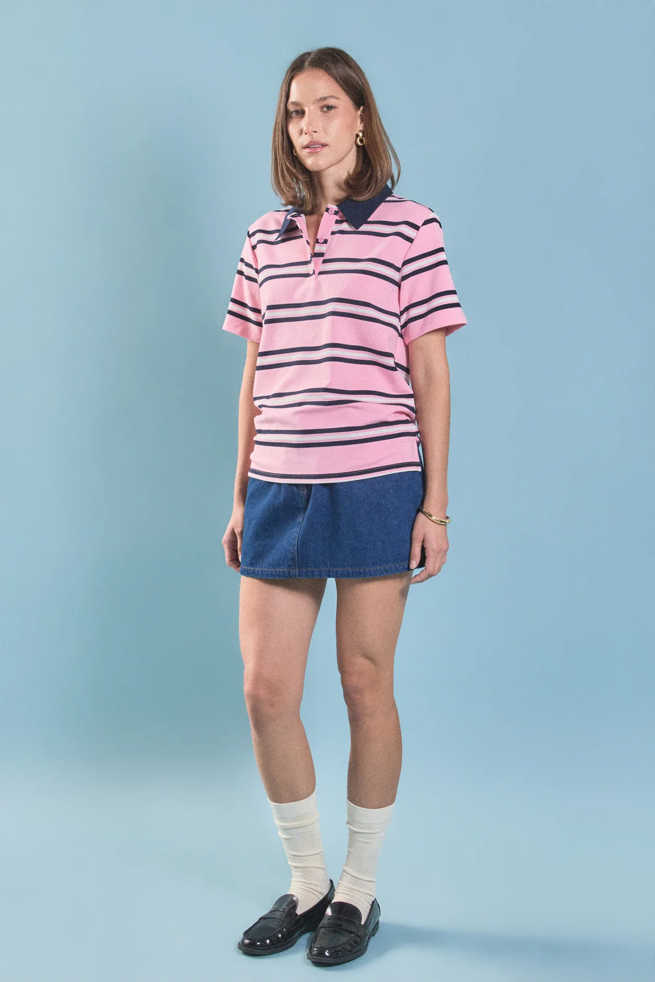 Stripe Collared Knit Top - Image 3