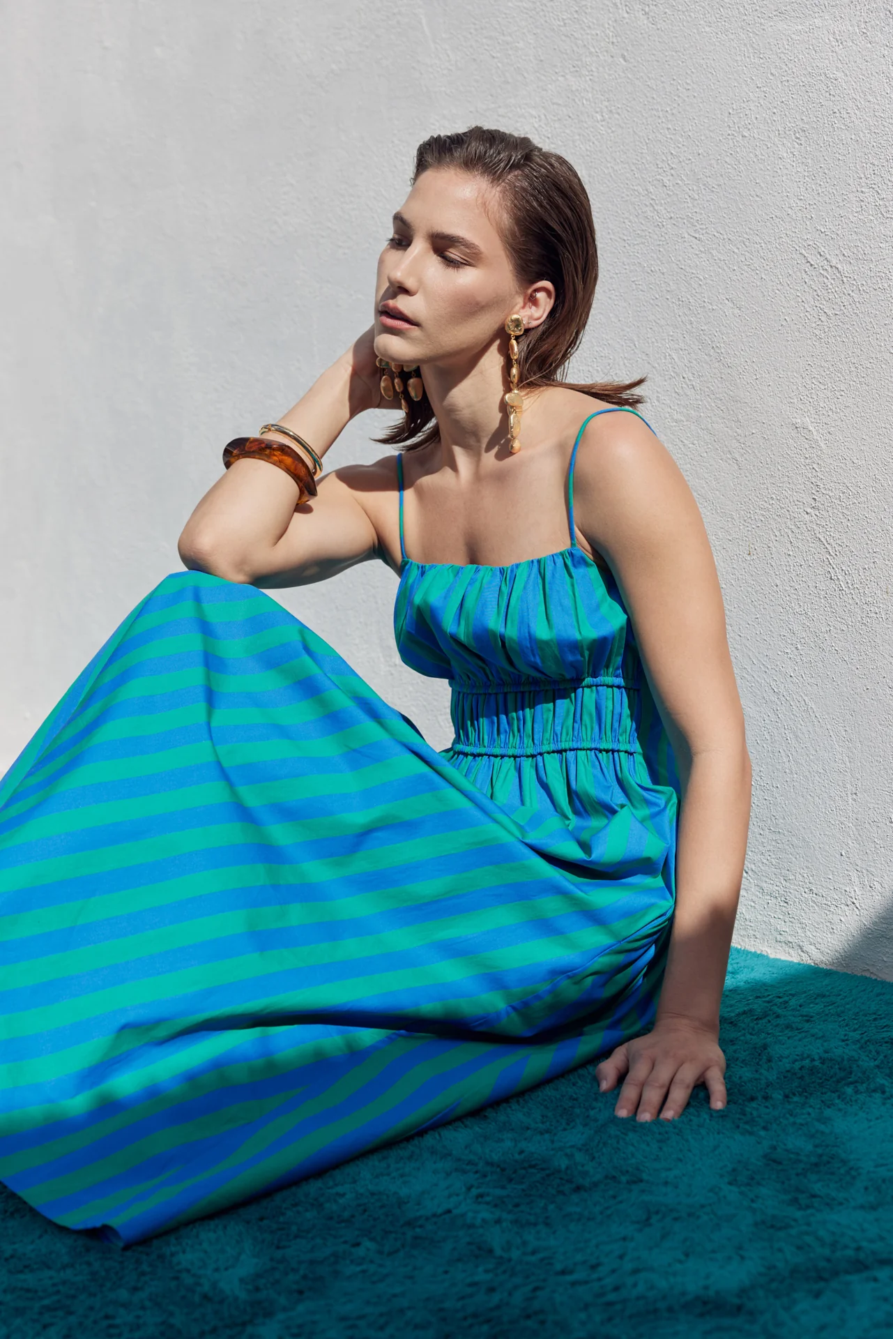 Striped Smocked Waist Maxi Dress - Image 5