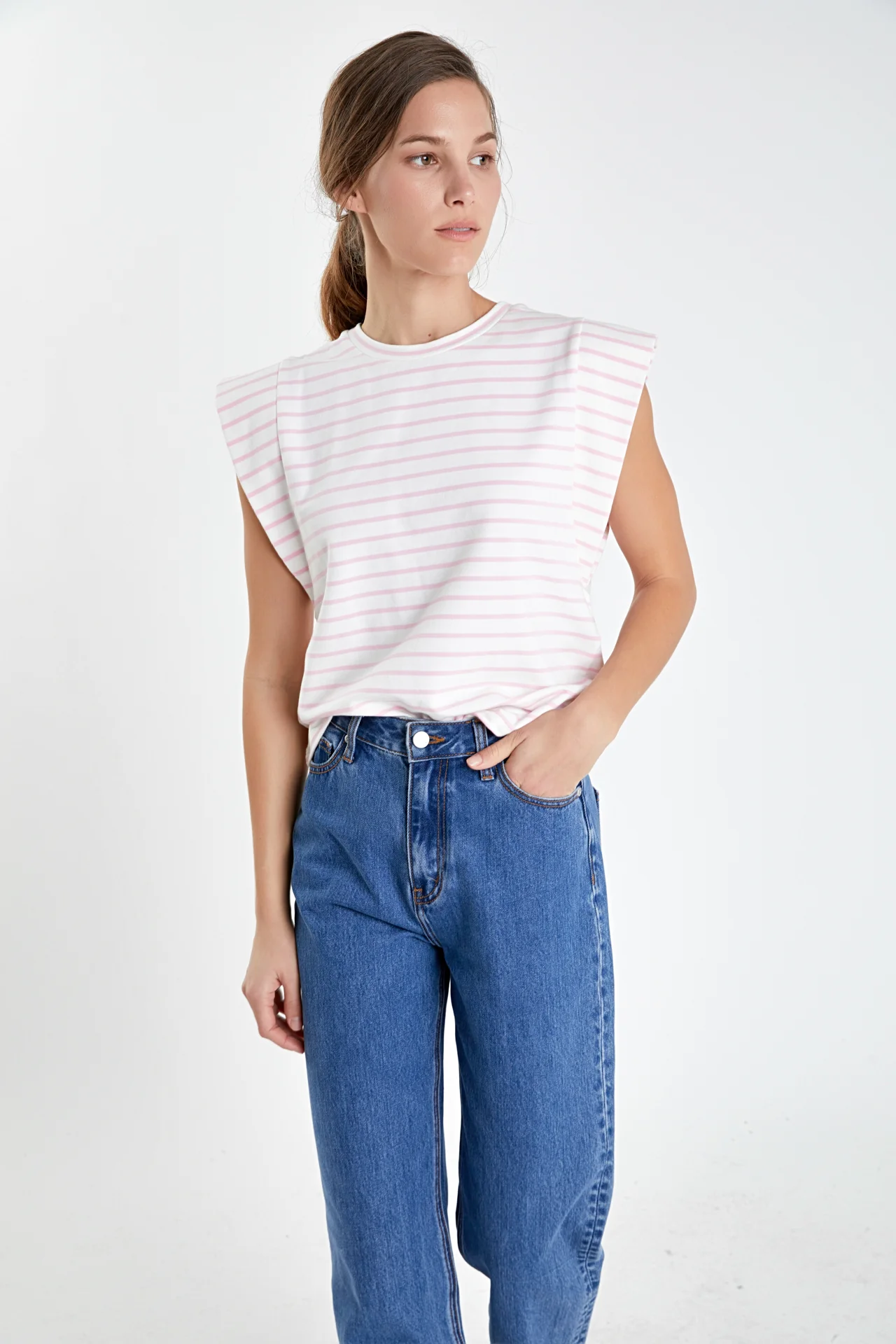 Stripe Sleeveless T-shirt - Image 30