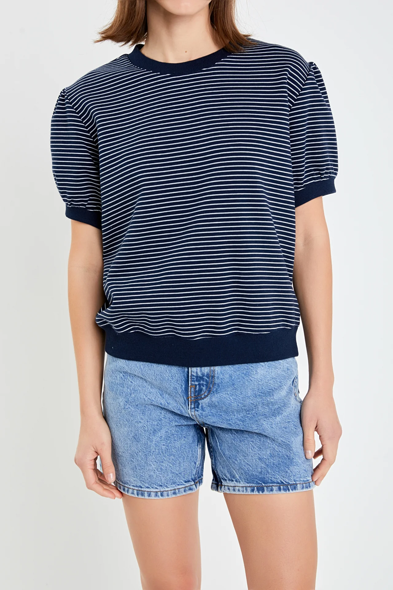 Stripe Terry Puff Sleeve Sweatshirt - Image 12