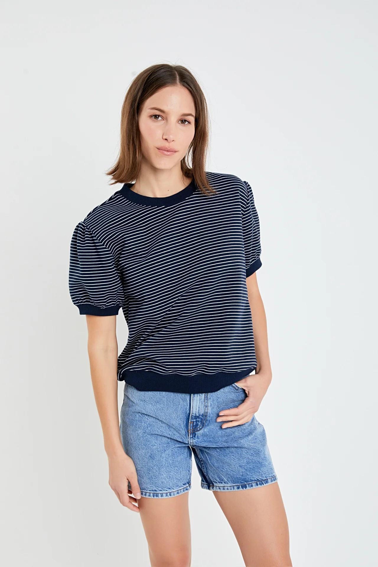 Stripe Terry Puff Sleeve Sweatshirt - Image 15