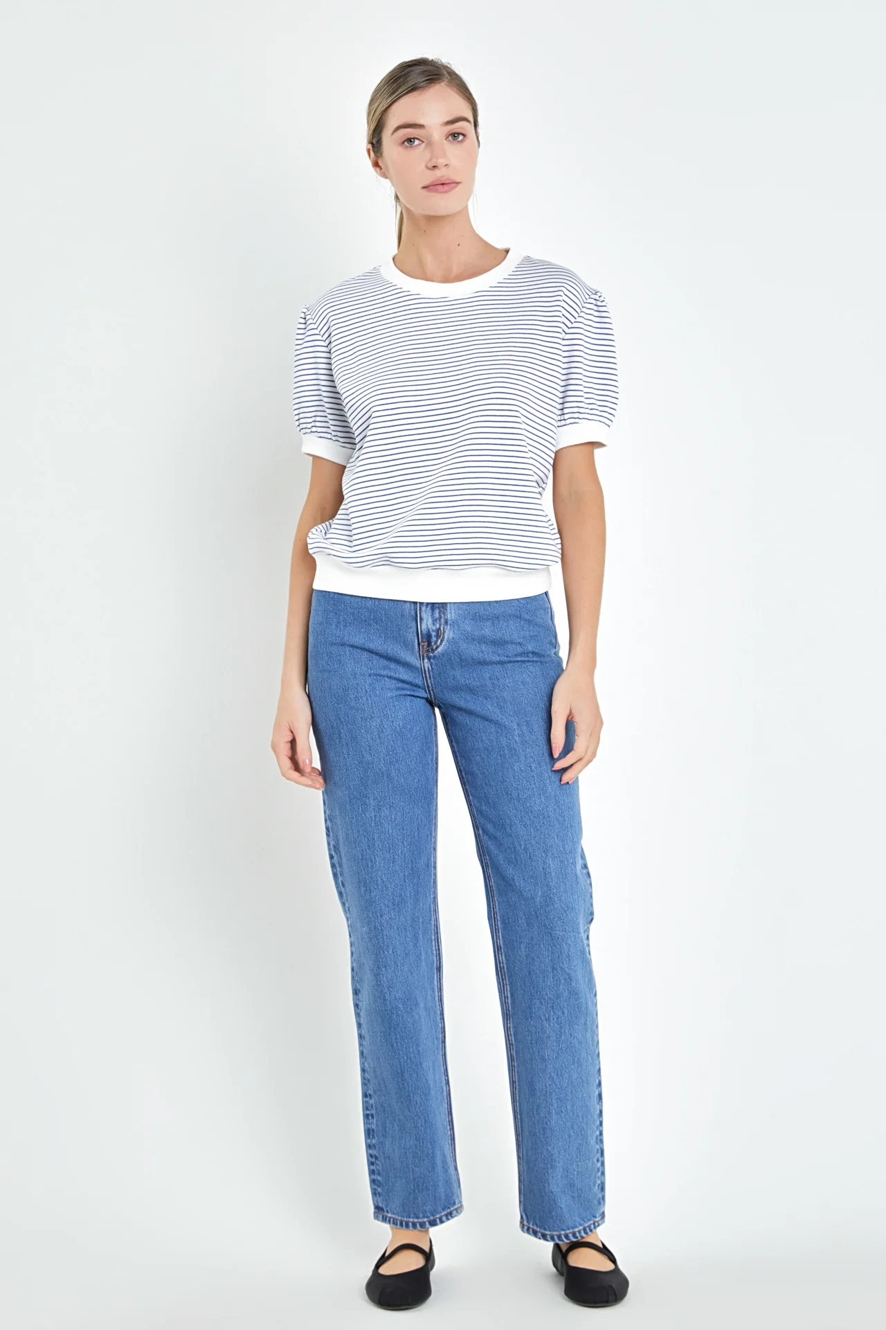 Stripe Terry Puff Sleeve Sweatshirt - Image 16