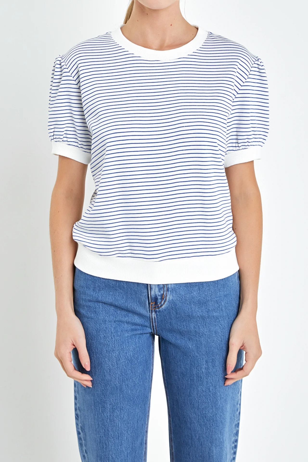 Stripe Terry Puff Sleeve Sweatshirt - Image 17