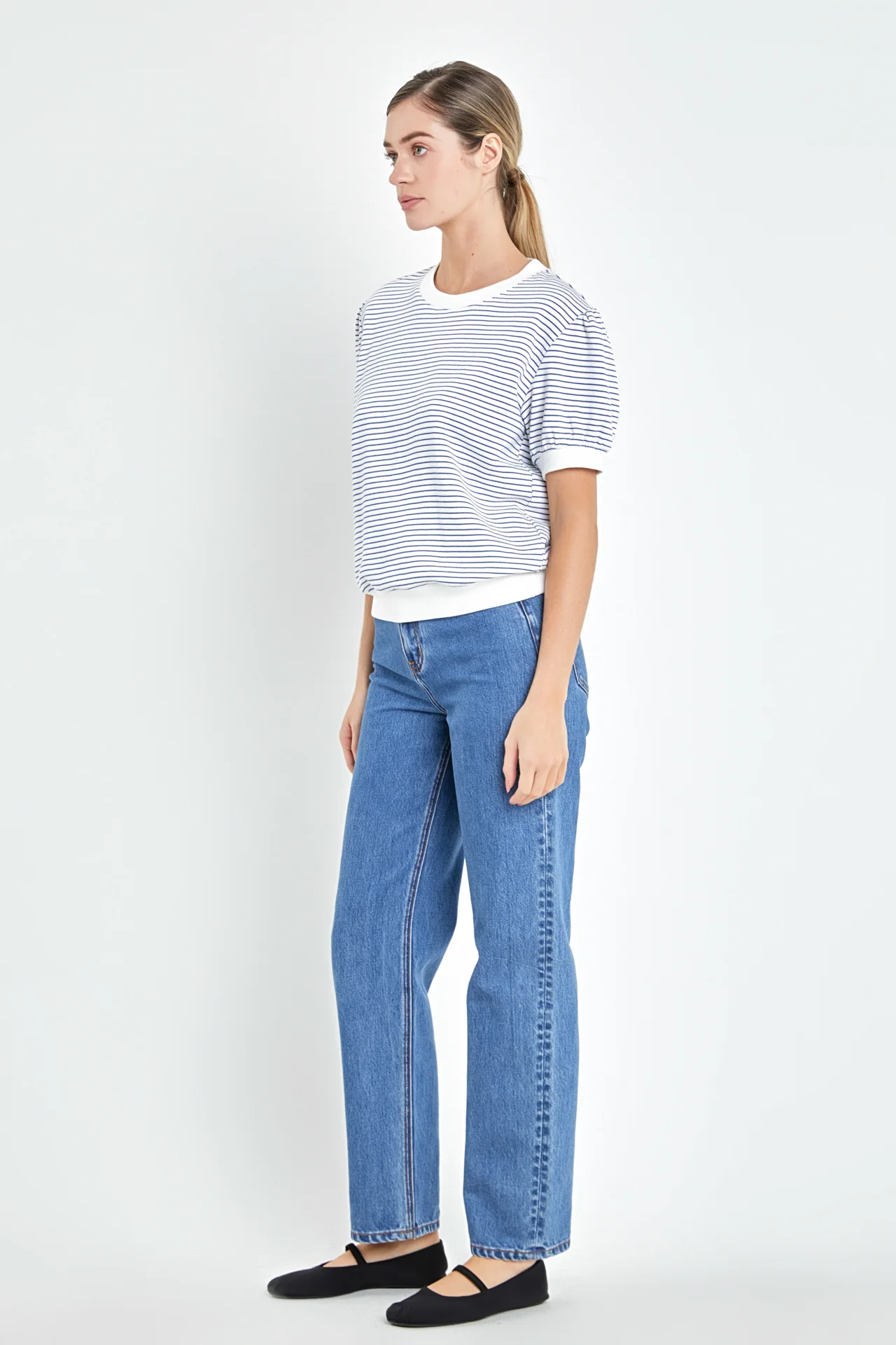 Stripe Terry Puff Sleeve Sweatshirt - Image 18